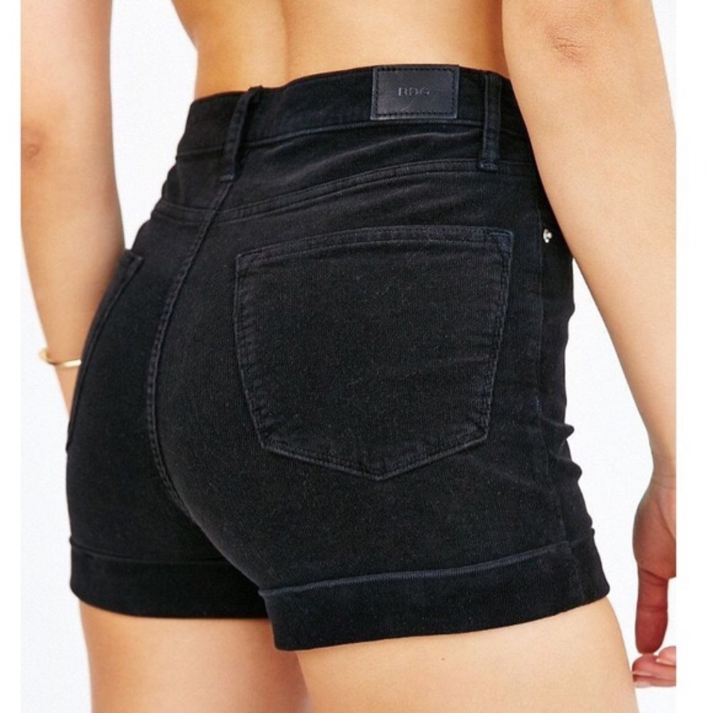 BDG black corduroy high waisted shorts